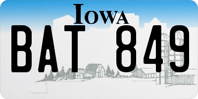 IA license plate BAT849