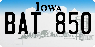 IA license plate BAT850
