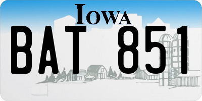 IA license plate BAT851