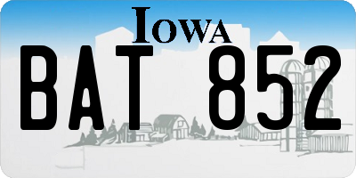 IA license plate BAT852