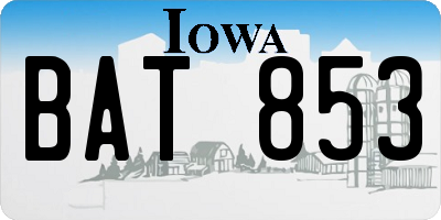 IA license plate BAT853