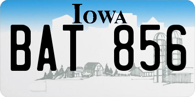 IA license plate BAT856