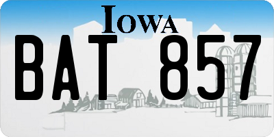 IA license plate BAT857