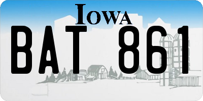 IA license plate BAT861