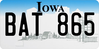 IA license plate BAT865