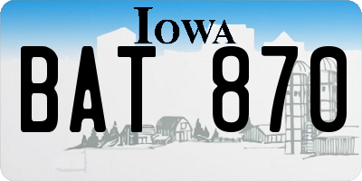 IA license plate BAT870