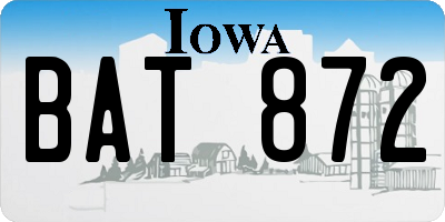 IA license plate BAT872