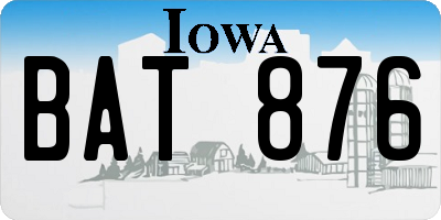 IA license plate BAT876