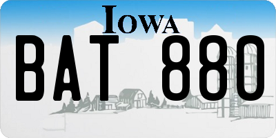 IA license plate BAT880