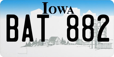 IA license plate BAT882