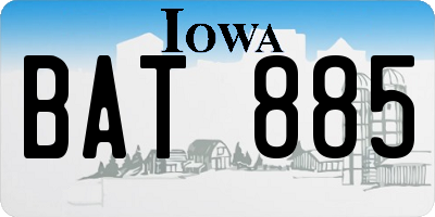 IA license plate BAT885