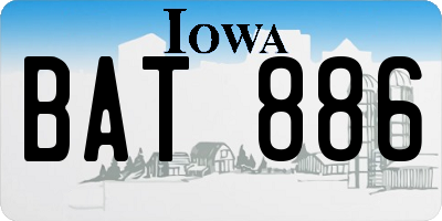 IA license plate BAT886