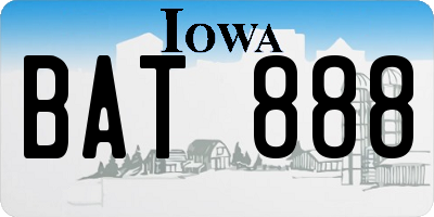 IA license plate BAT888