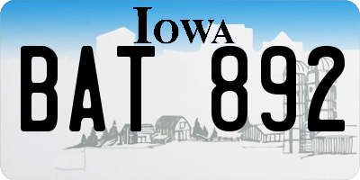 IA license plate BAT892