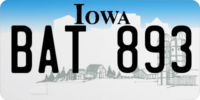 IA license plate BAT893