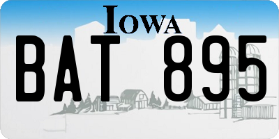 IA license plate BAT895