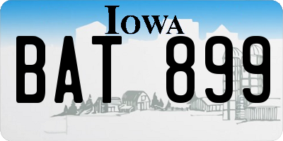 IA license plate BAT899