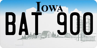 IA license plate BAT900
