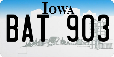 IA license plate BAT903