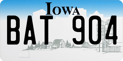 IA license plate BAT904