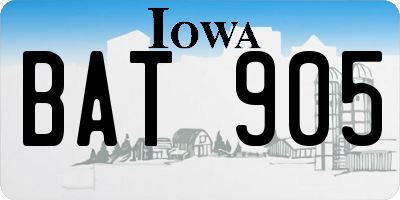 IA license plate BAT905