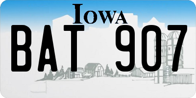 IA license plate BAT907