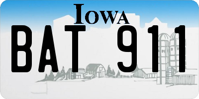 IA license plate BAT911
