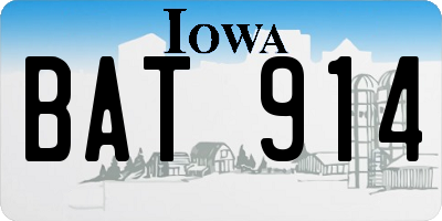 IA license plate BAT914