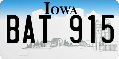 IA license plate BAT915