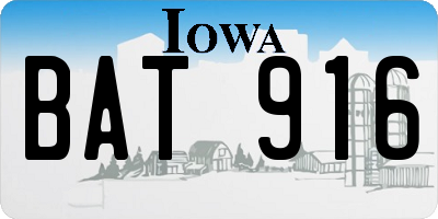 IA license plate BAT916