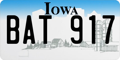IA license plate BAT917