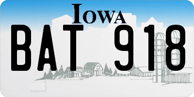 IA license plate BAT918