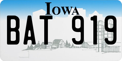 IA license plate BAT919