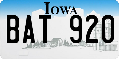IA license plate BAT920