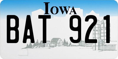 IA license plate BAT921