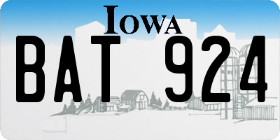 IA license plate BAT924