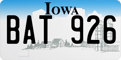 IA license plate BAT926