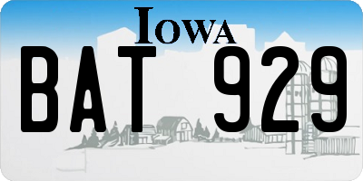 IA license plate BAT929