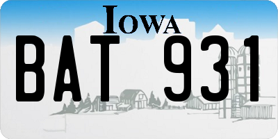 IA license plate BAT931