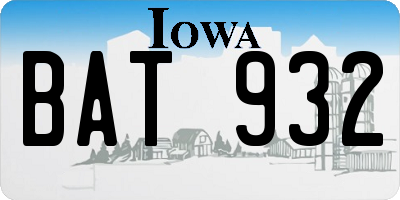 IA license plate BAT932