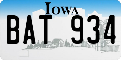 IA license plate BAT934