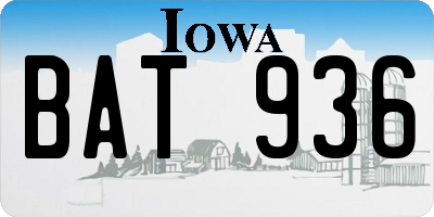 IA license plate BAT936