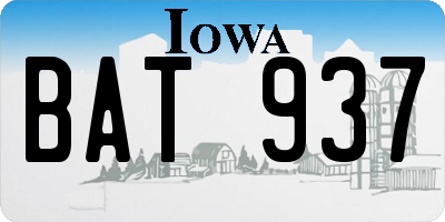 IA license plate BAT937