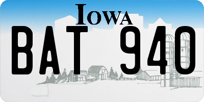IA license plate BAT940