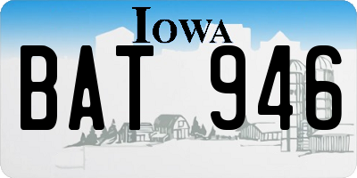 IA license plate BAT946