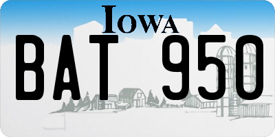 IA license plate BAT950