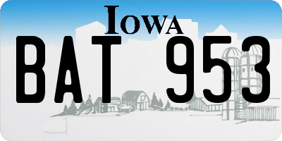 IA license plate BAT953