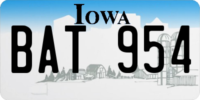 IA license plate BAT954