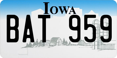 IA license plate BAT959