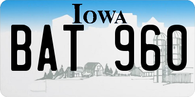 IA license plate BAT960